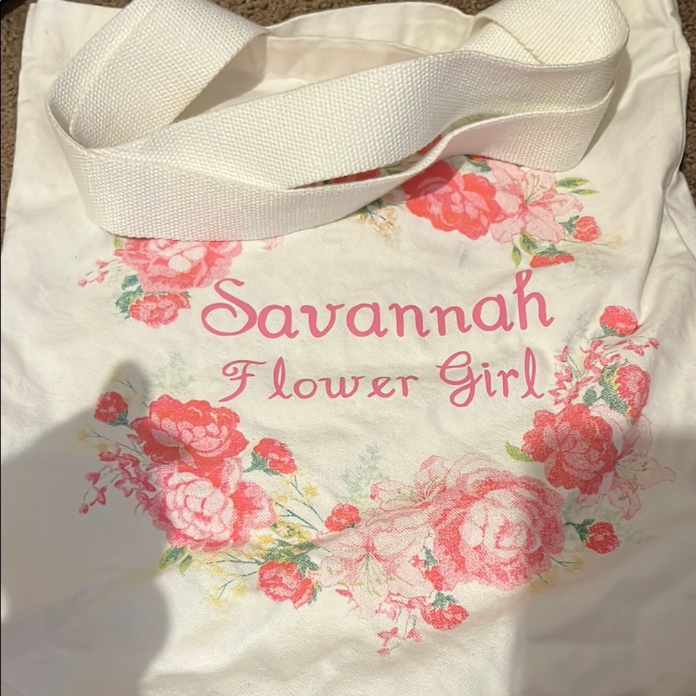 Floral Tote Bag Flower girl Wedding Gift with Watercolor Roses